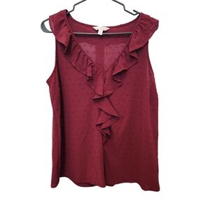 LC Lauren Conrad Red Ruffled Sleeveless Blouse